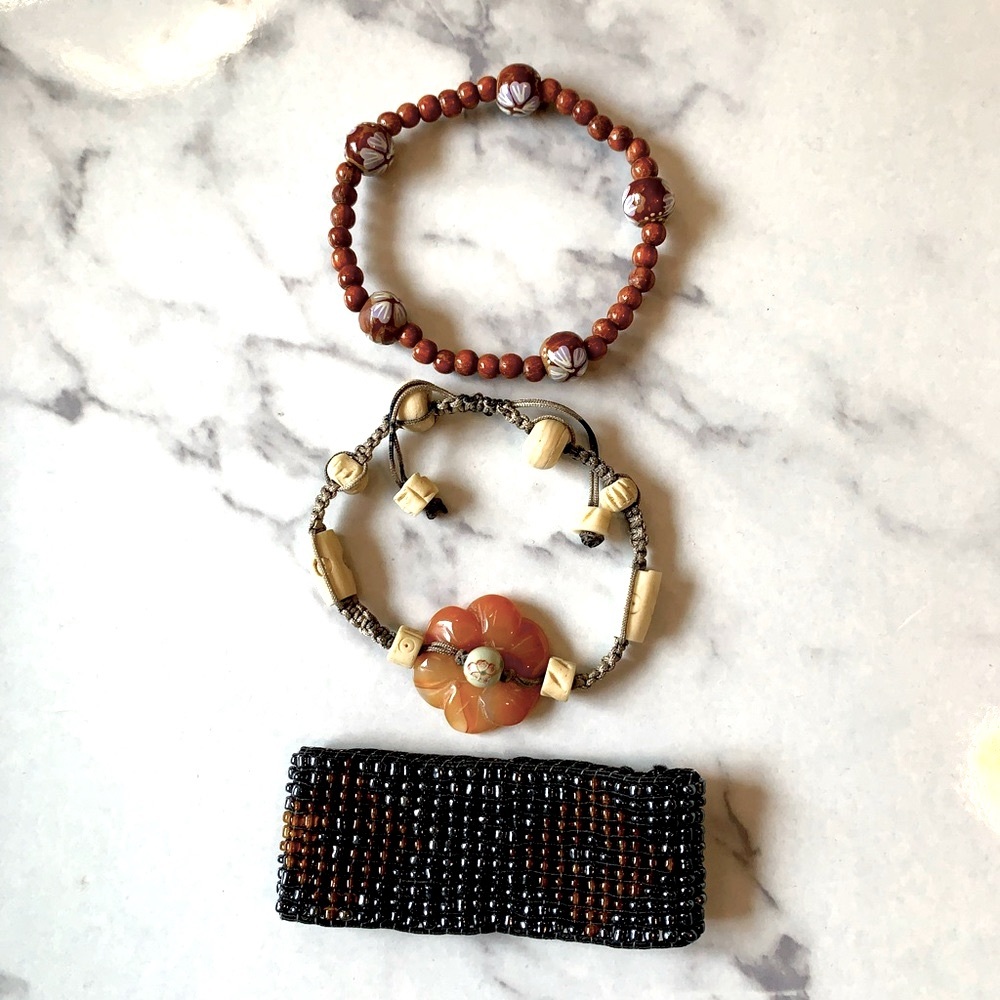 90s Y2K Tropical Beaded Bracelets set of 3